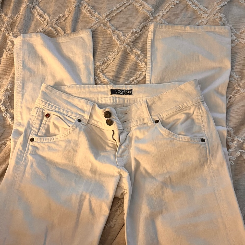Hudson white boot cut jeans